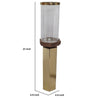 Gemo Hurricane Candle Holder with Gold Base | Mango Wood Accent 21"