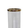 Gemo Hurricane Candle Holder with Gold Base | Mango Wood Accent 20"