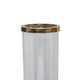 Gemo Hurricane Candle Holder with Gold Base | Mango Wood Accent 20"