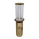 Gemo Hurricane Candle Holder with Gold Base | Mango Wood Accent 18"
