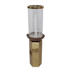Gemo Hurricane Candle Holder with Gold Base | Mango Wood Accent 18"