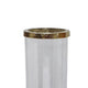 Gemo Hurricane Candle Holder with Gold Base | Mango Wood Accent 18"