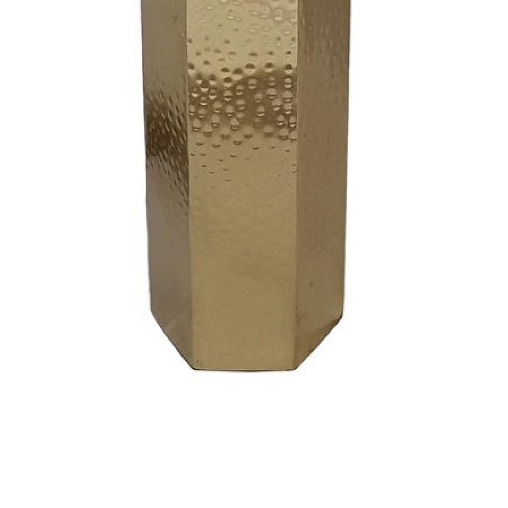 Gemo Hurricane Candle Holder with Gold Base | Mango Wood Accent 18"