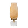 Fem Hurricane Candle Holder | White Marble Base | 17" Gold Glass