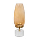 Fem Hurricane Candle Holder | White Marble Base | 17" Gold Glass