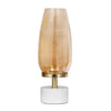 Fem Hurricane Candle Holder | White Marble Base | 17" Gold Glass