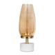 Fem Hurricane Candle Holder | White Marble Base | 17" Gold Glass