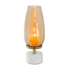 Fem Hurricane Candle Holder | White Marble Base | 17" Gold Glass