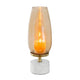 Fem Hurricane Candle Holder | White Marble Base | 17" Gold Glass