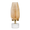 Fem Hurricane Candle Holder | White Marble Base | 17" Gold Glass