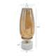 Fem Hurricane Candle Holder | White Marble Base | 17" Gold Glass