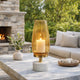Fem Hurricane Candle Holder | White Marble Base | 17" Gold Glass