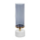 Fem Hurricane Candle Holder | White Marble Base | 16" Gray Glass