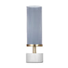 Fem Hurricane Candle Holder | White Marble Base | 16" Gray Glass