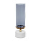 Fem Hurricane Candle Holder | White Marble Base | 16" Gray Glass