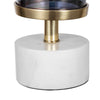 Fem Hurricane Candle Holder | White Marble Base | 16" Gray Glass