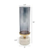 Fem Hurricane Candle Holder | White Marble Base | 16" Gray Glass