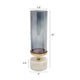 Fem Hurricane Candle Holder | White Marble Base | 16" Gray Glass