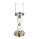 Kez Hurricane Candle Holder | White Marble | 16" Turned Gold Accent