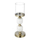 Kez Hurricane Candle Holder | White Marble | 16" Turned Gold Accent