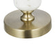 Kez Hurricane Candle Holder | White Marble | 16" Turned Gold Accent