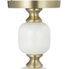 Kez Hurricane Candle Holder | White Marble | 16" Turned Gold Accent