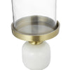 Kez Hurricane Candle Holder | White Marble | 16" Turned Gold Accent