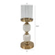 Kez Hurricane Candle Holder | White Marble | 16" Turned Gold Accent