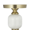 Kez Hurricane Candle Holder | White Marble | 11" Turned Gold Accent