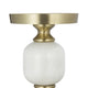 Kez Hurricane Candle Holder | White Marble | 11" Turned Gold Accent