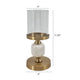 Kez Hurricane Candle Holder | White Marble | 11" Turned Gold Accent