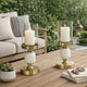 Kez Hurricane Candle Holder | White Marble | 11" Turned Gold Accent