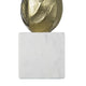 Hurricane Candle Holder | White Marble Base | 14" Turned Gold Accent