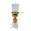 Hurricane Candle Holder | White Marble Base | 14" Turned Gold Accent