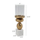 Hurricane Candle Holder | White Marble Base | 14" Turned Gold Accent