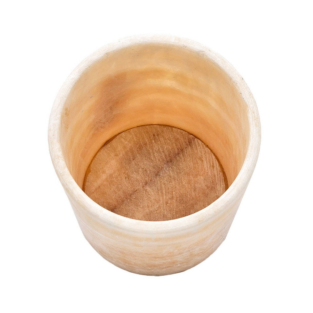 Decorative Candle Holder | Boho Yellow Stone Cylindrical Body | 6"