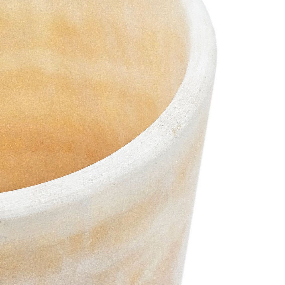 Decorative Candle Holder | Boho Yellow Stone Cylindrical Body | 6"