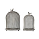 Vintage Candle Holder Set of 2 | Sparrow Accent Mesh Dome Design | Gray