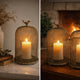 Vintage Candle Holder Set of 2 | Sparrow Accent Mesh Dome Design | Gray