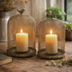 Vintage Candle Holder Set of 2 | Sparrow Accent Mesh Dome Design | Gray