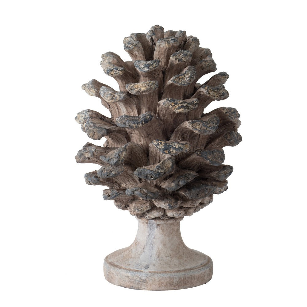 Hazel Accent Decor | 11" Pine Cone Polyresin Sculpture | Gray Rustic Style