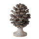Hazel Accent Decor | 11" Pine Cone Polyresin Sculpture | Gray Rustic Style