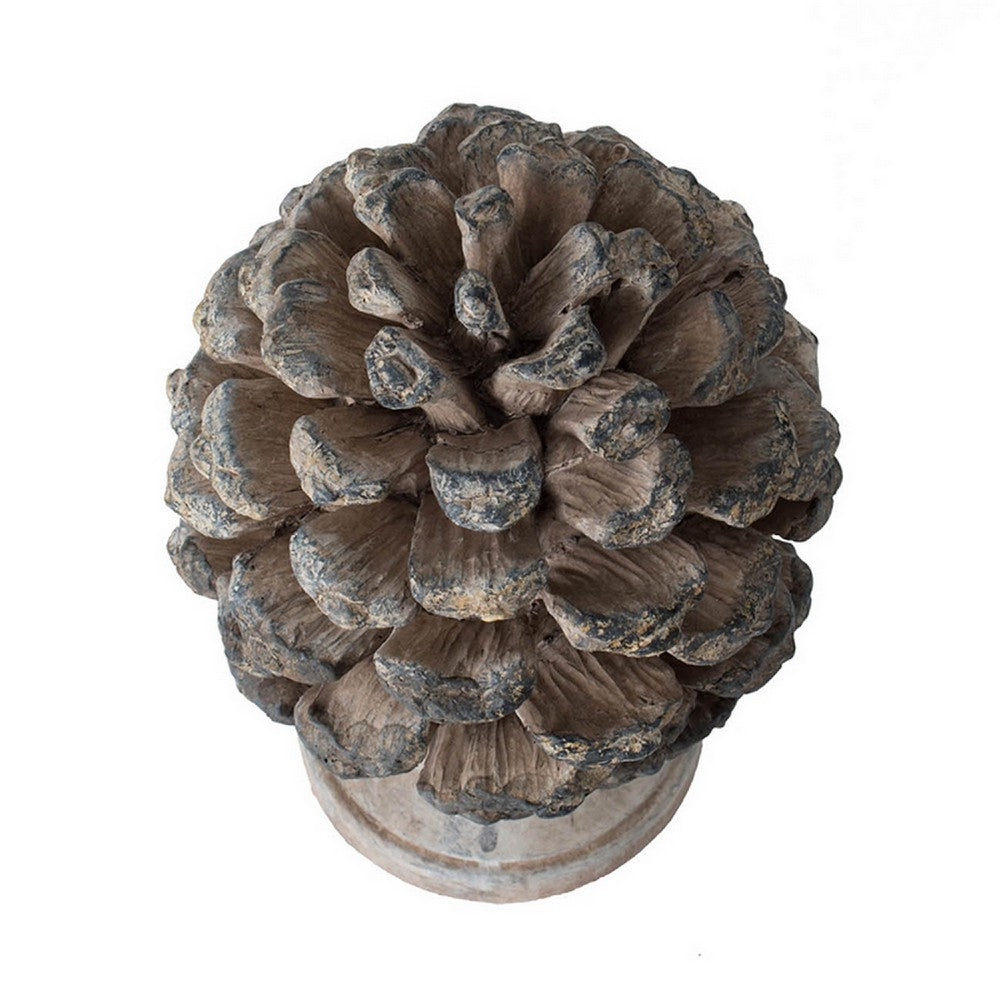 Hazel Accent Decor | 11" Pine Cone Polyresin Sculpture | Gray Rustic Style