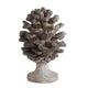 Hazel Accent Decor | 11" Pine Cone Polyresin Sculpture | Gray Rustic Style