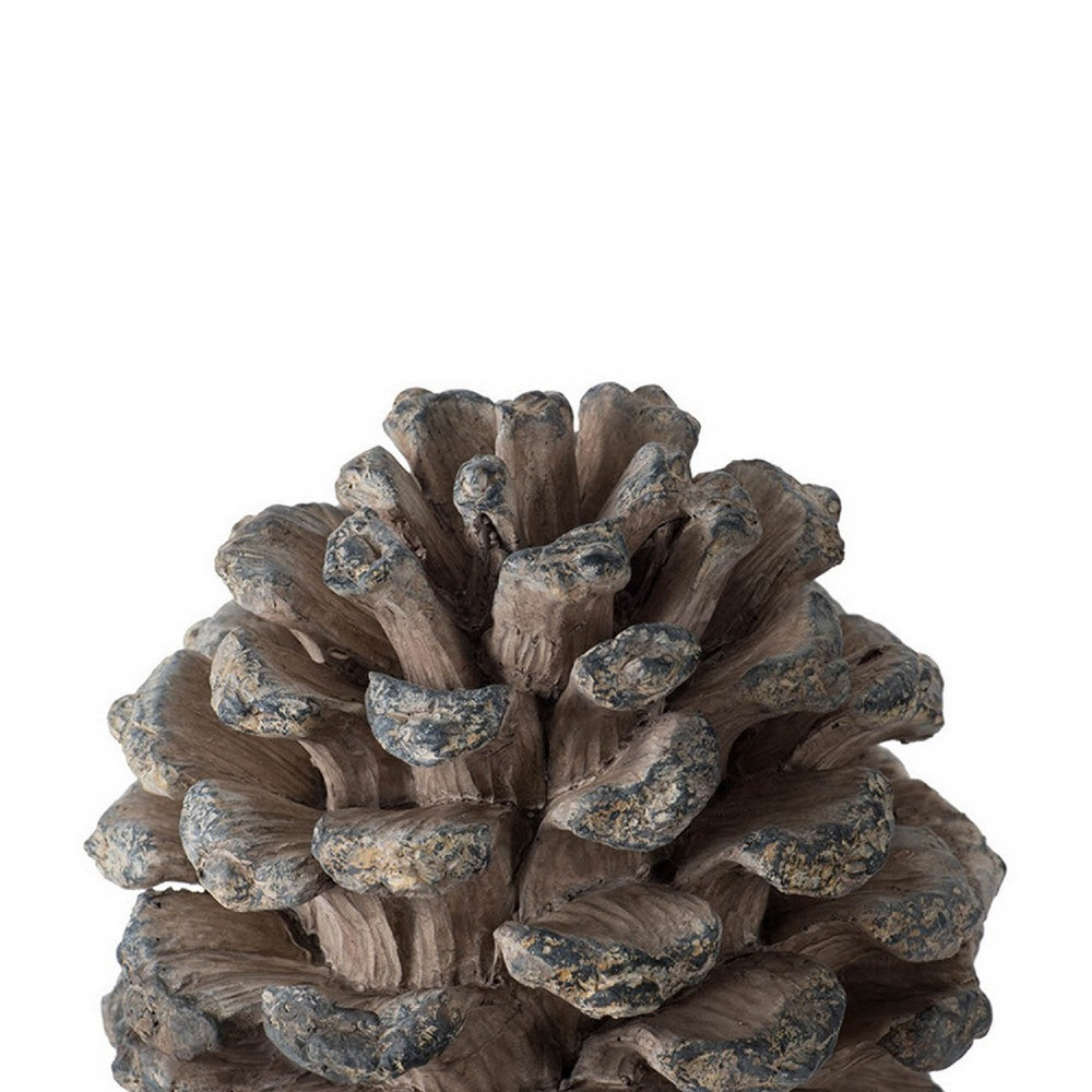 Hazel Accent Decor | 11" Pine Cone Polyresin Sculpture | Gray Rustic Style