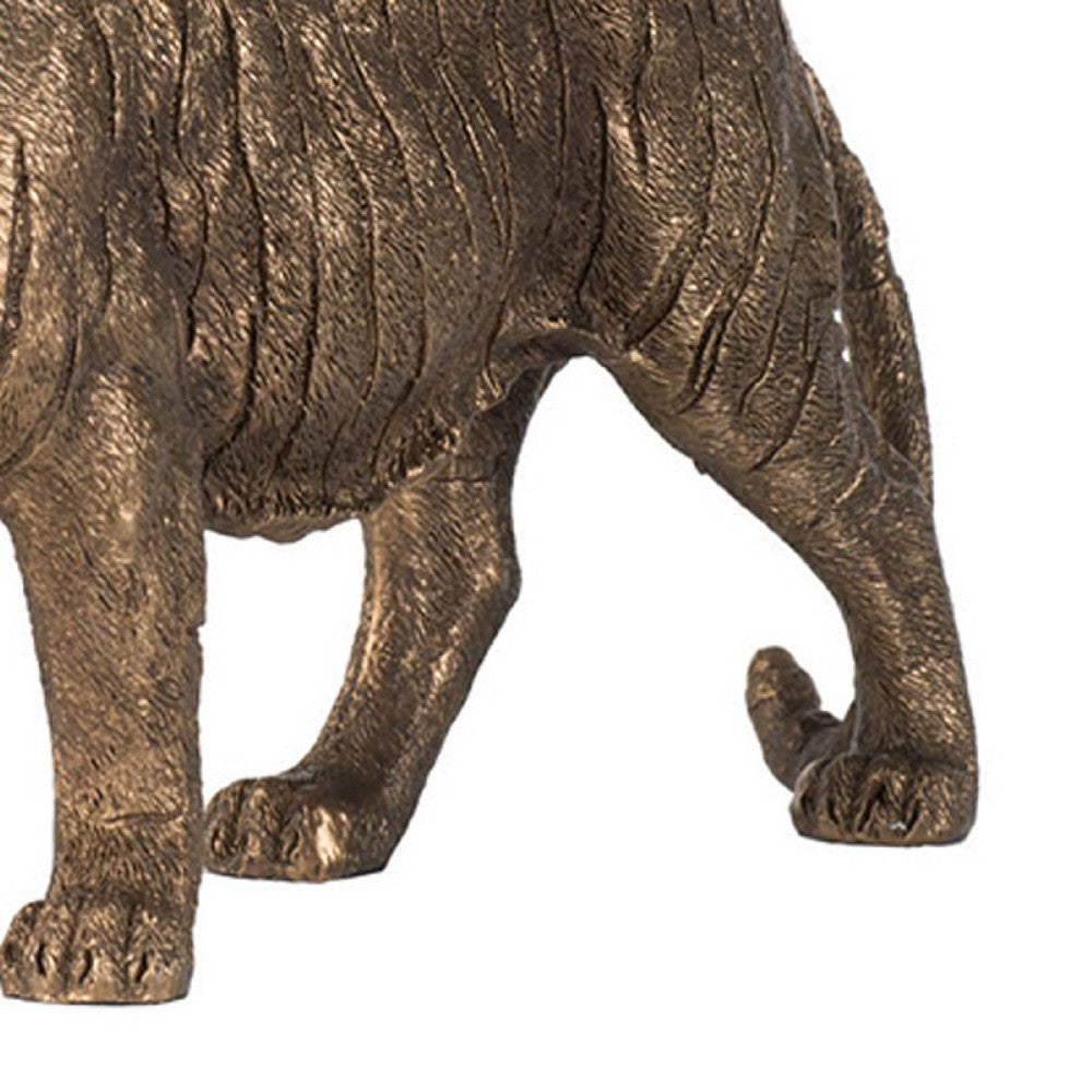 Crouching Tiger Accent Decor | Realistic 11" Bronze Polyresin Sculpture