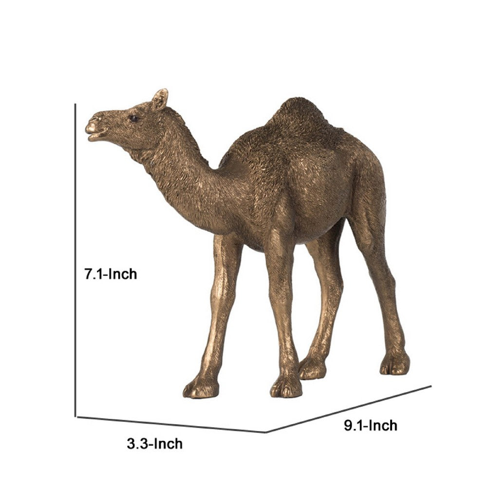 Egyptian Camel Accent Decor | Realistic 9" Sculpture | Polyresin Bronze