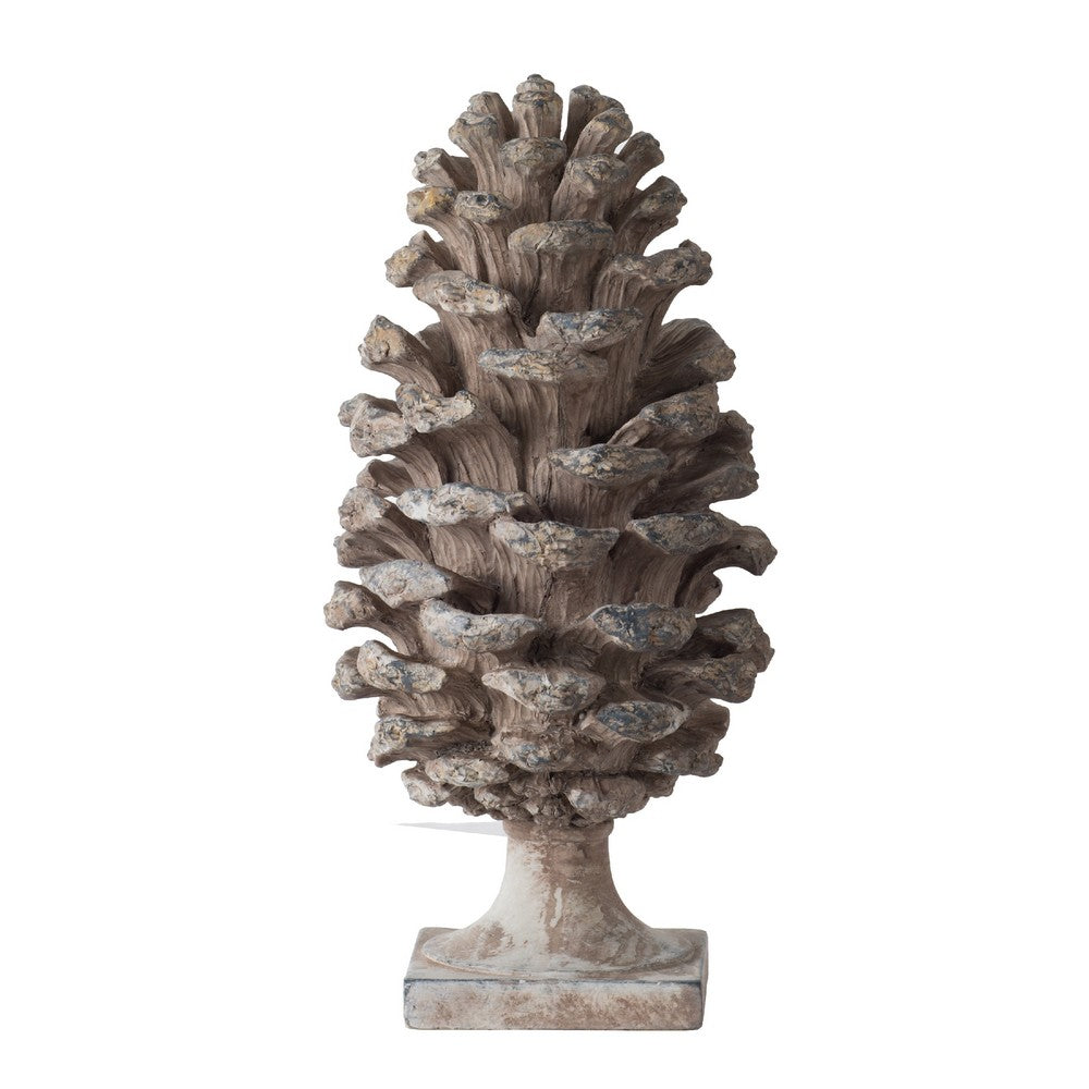 Hazel Pine Cone Accent Decor | Realistic 14" Sculpture Polyresin | Gray