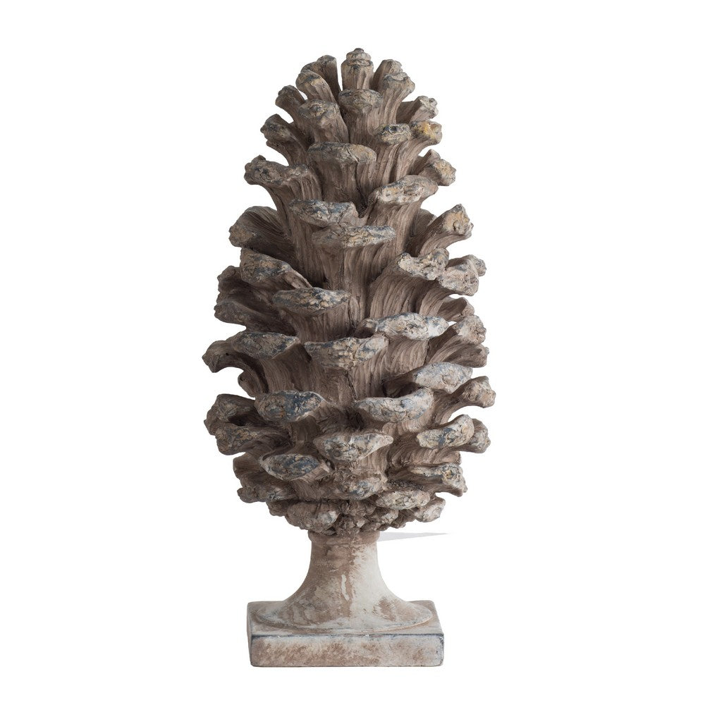 Hazel Pine Cone Accent Decor | Realistic 14" Sculpture Polyresin | Gray