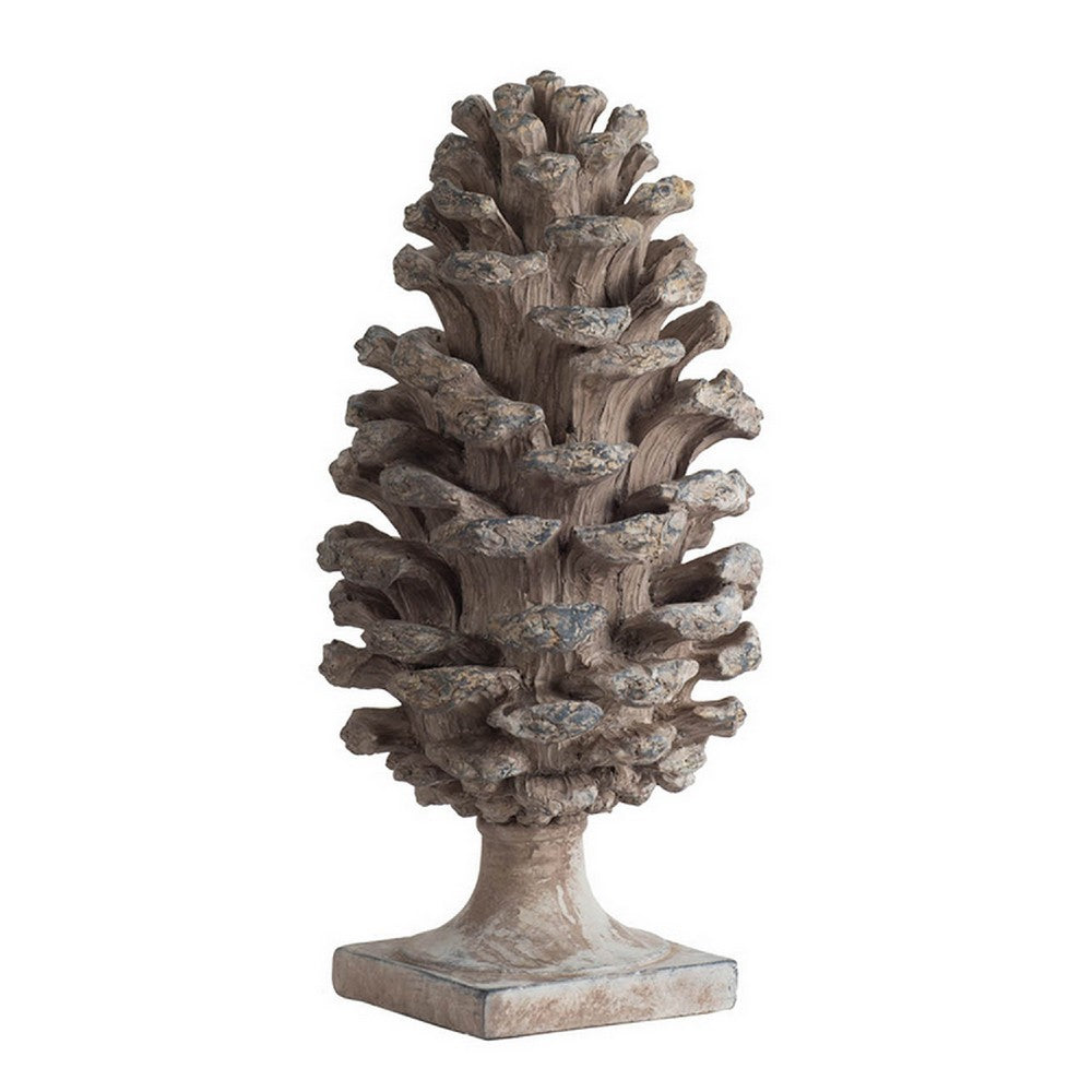 Hazel Pine Cone Accent Decor | Realistic 14" Sculpture Polyresin | Gray